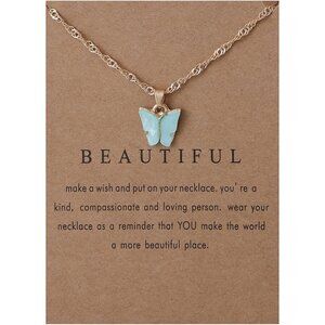 Colorful Acrylic Butterfly Pendant Necklace Bohemian Adjustable Retro Card Clavi